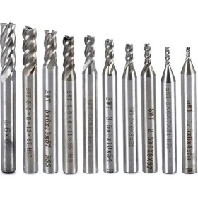 Resim Profisher Hss Düz Shank 4 Flüt End Mill Kesici Cnc Uç 10 Lu Set 2MM-10MM 