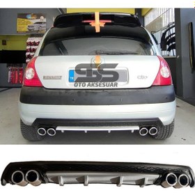 Resim Renault Clio 2 Hb Difüzör Arka Tampon Eki 4 Egzoz Çıkışlı Gri Lüx Tip 