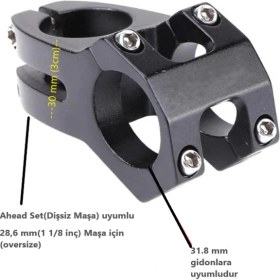 Resim HSGL Hsgl Bisiklet Siyah Alüminyum Gidon Boğazı 30 mm 31.8-28.6 Bisiklet Gidon Boğazı Siyah 