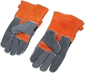 Resim Ateş Eldivenleri, Fırın Eldiven Alev Geciktirici Izgara Eldivenleri BBQ GRILL İÇİN BÖLÜM CEPLERİ (ORANGE) 