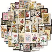 Resim 50 Adet Vintage Peri & Mantar Ormanı Stickerları - Scrapbooking, Günlükler, Laptoplar, Su Şişeleri & Kart El Sanatları için Benzersiz, Yeniden Kullanılabilir Çıkartmalar, Kış, Yeni Yıl için Mükemmel 