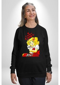 Resim Şeker Kız Candy Çizgi Film Unisex Siyah Sweatshirt Siyah 