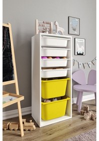 Resim %100 Mdf - Large Mono 6 Sepetli Oyuncak Dolabı Sarı 