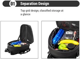 Resim HUIOP Motosiklet Arka Çantası Büyük Kapasiteli Su Geçirmez Ayarlanabilir 20L-28L Tam Kask Çantası Motosiklet Sırt Çantası, Motosiklet Çantaları 