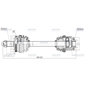 Resim MAHER Aks Komple Ön Tucson 04-10 / Dızel A-t Sağ 4x4 2.0 Abslı 48 Dış 609mm Mhr-02085 