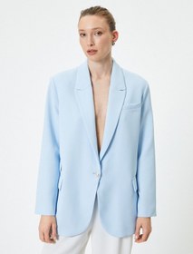 Resim Koton Blazer Ceket Tek Düğmeli Kapaklı Cepli Standart Kesim Mavi 4sak50140uw Mavi 