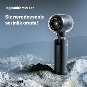 Resim Xenon Smart Taşınabilir Mini El Vantilatörü Seyahat için USB Type-C Şarj Edilebilir Ultra Sessiz 5 Hız Kademeli 14000 rpm Ayarlanabilir Başlıklı Soğutucu Fan X6101 (Gri) 