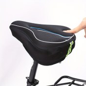 Resim Jel Dolgulu Yansıtıcı Bisiklet Koltuk Minderi - Erkekler ve Kadınlar için Su Geçirmez Kaymaz Uyumlu, Ergonomik Bisiklet Sürüş Konforu, Gece Sürüş Güvenliği, Dayanıklı Siyah Tasarım, Güvenli Bağlama Kayışları 