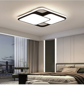 Resim Catluz 50X50 CM Siyah 2'li Kare Led Tavan Lambası Avize Modern Aydınlatma 3 Işık Rengi Kumandalı Siyah 