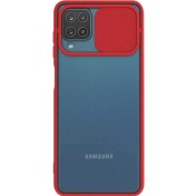 Resim Caseart Samsung Galaxy M32 Kapak Lensi Açılır Kapanır Kamera Korumalı Silikon Kılıf - Kırmızı 