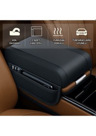 Resim Polham 2 Adet Yan Cepli Tüm Araçlarla Uyumlu Orta Kol Dayama Konsolu Yumuşak Deri Dokulu Premium Konsol 