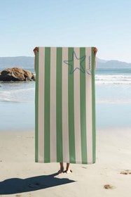 Resim Dijital Baskı Plaj Deniz Havlusu Renkli Çizgi Desenli Peştamal HVL0082 