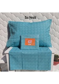 Resim Mef Collection Fırça Desen Yastık Kılıfı Su Yeşili 2'li 