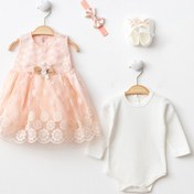 Resim Petite Ponpon Baby Kız Bebek Yenidoğan Mevlüt Elbisesi Bebek Hediyelik Mevlütlük Elbise 