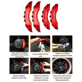 Resim Kırmızı Kaliper Kapağı 4 Lü Set 