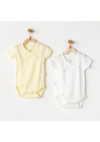 Resim Andywawa Bebek Body 2 Parça Short Sleeve Body Jacquard Basic Ac25554 Sarı-beyaz Sarı - Beyaz 