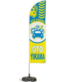 Resim Oto Yıkama V1 Temalı Yelken Bayrak Takımı Mavi Sarı 2 Adet 