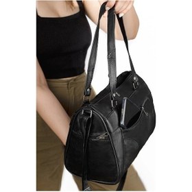 Resim Hakiki Deri Silindir Model Lüks El Omuz Ve Postacı Çanta Siyah 