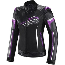 Resim MOTOANL Motosiklet Kadın Montu 4 Mevsim Maxdura 600-D Dayanıklı Kumaş Ve Deri Women Motor Mont Black Purple 