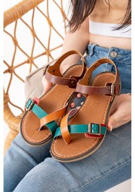 Resim 205-091 Multi Ortopedik Hakiki Deri Kadın Sandalet Bej 