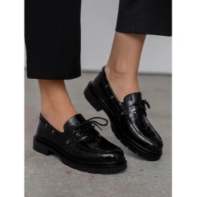 Resim Ece'nin Butiği Suvon Siyah Kroko Hakiki Deri Kadın Makosen 