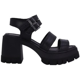 Resim Albishoes Albini 26y10883 Hakiki Deri Topuklu Kadın Sandalet Siyah 