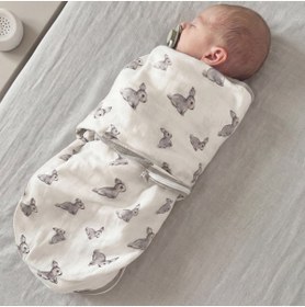 Resim DEUX LAPINS % 100 Pamuk Müslin Bebek Hazır Kundak Iconique Lapin - Gri Tavşan Desenli 