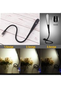 Resim Kompakt Usb Siyah 14 Ledli 3 Kademeli Dokunmatik Okuma Lambası 001 