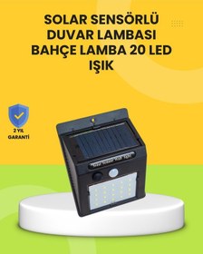 Resim Güneş Paneli İle Şarj Olan 20 Led Dış Mekan Hareket Sensörlü Lamba 