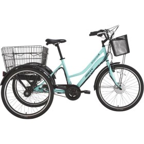 Resim E - Porter Lityum Elektrikli Bisiklet 44 cm V - Roller Fren 3 Vites 24 Jant Turkuaz Siyah 