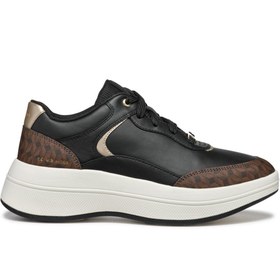 Resim Geox Woman Black Spherica Ecub-3 Laced Thick Sole Leather Sneakers 