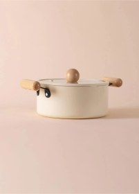 Resim The Mia Cucina Derin Tencere 24 Cm Seramik Kaplama Krem 