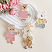 Resim 4 adet Sevimli Hayvan Nakışlı Yama Seti - Sevimli Tavşan, Ayı, Geyik ve Elbise - Giysiler, Çantalar ve Aksesuarlar için Demirle Yapıştır Dekorasyonlar - Canlı Karışık Renkler, Dikiş Malzemeleri ve Aksesuarlar 