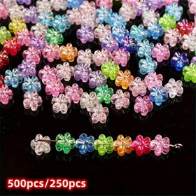 Resim 500 adet / 250 adet 4x7 mm (0,16 * 0,28 inç) Akrilik Boncuklar AB renkli küçük çiçek boncukları, küpe, bilezik ve çekici DIY zanaat yapımı için parıldayan AB aralık boncuklarla 