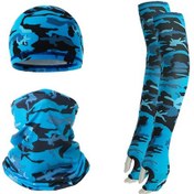 Resim Butu Yaz Anti-Uv Nefes Alabilen Buz İpek Güneşe Dayanıklı Bisiklet Kol Kollu + Astar Kapağı + Boyun Körüğü Seti Kamuflaj Safir Mavi 