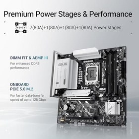 Resim ASUS PRIME B860M-A WIFI Intel B860 LGA1851 DDR5 8666 2xDP HDMI Çift M2 USB3.2 Gen 2x2 WiFi 6E + BT AURA RGB 2.5Gbit LAN mATX 7+1+1 Güç Aşamaları, 1xGen5 M.2, Ready for Advanced AI PC 