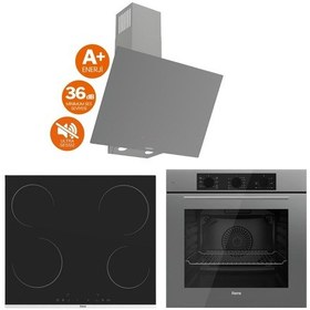 Resim Ferre Flowart Vita Vitroseramik QBL62CPR - MS261 - D079-SA Sessiz Elektrikli Ankastre Set Gri 