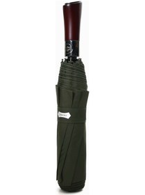 Resim Parachase Premium Ahşap Kavrama Büyük Boy Otomatik 3 Kademeli Şemsiye - Özel Kılıflı Yeşil 
