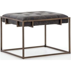 Resim Mood Tekli Metal Ayaklı Dekoratif Puf Bench Gri 