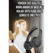 Resim Techno Stock Kulak Üstü Kablosuz Bluetooth Kulaklık Gürültü Önleyici Uzun Şarj Süreli 