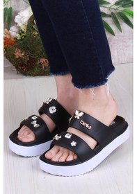 Resim Fort E460 Günlük Plaj Deniz Havuz Terliği Hafif Rahat Esnek Kadın Terlik Siyah 