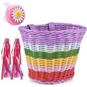 Resim Pazly Kızlar İçin Çocuk Bisiklet Sepeti, Direksiyon Şeritli, 3-13 Yaş, Dıy Bisiklet Dekorasyon Aksesuarları, Çok Renkli Çok Renkli 