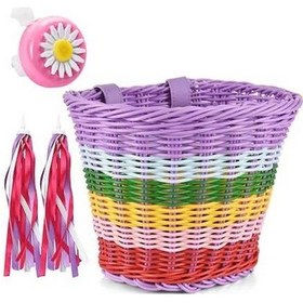 Resim Pazly Kızlar İçin Çocuk Bisiklet Sepeti, Direksiyon Şeritli, 3-13 Yaş, Dıy Bisiklet Dekorasyon Aksesuarları, Çok Renkli Çok Renkli 