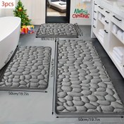 Resim 3 Adet Banyo Hafıza Köpüklü Çakıl Tuvalet Paspası, Hızlı Kuruyan, Yıkanabilir ve Makinede Yıkanabilir, Kalınlaştırılmış Yumuşak ve Rahat Halı, Banyo, Yatak Odası ve Oda Dekorasyonu İçin Uygun 