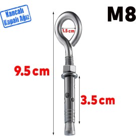 Resim Nzb Kancalı Çelik Dübel Hamak Salıncak Boks Torbası Lamba Avize Için Gömlekli Kapalı Ağız Kanca M8 