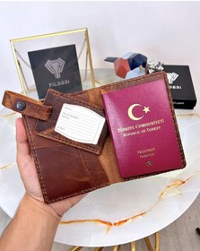 Resim Fil Deri Hakiki Deri Pasaport Kılıfı Ve Valiz Etiketi 