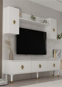 Resim 1369tv180dd-32 Tv Sehpası,tv Ünitesi Beyaz-altın Beyaz-altın 