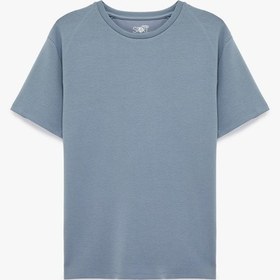 Resim Koton Regular Fit Kısa Kollu Viskon Karışımlı Bisiklet Yaka Basic Spor Tişört Gri 6sam10041nk Gri 