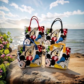 Resim DISNEY Mickey & Minnie Kadınlar için Dönüştürülebilir Çapraz Vücut Çantası - Günlük Kullanım ve İş İçin Ayarlanabilir Askılı Canlı Disney Baskılı Geniş Kanvas Çanta 