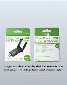 Resim Hnrlıshp Tak-çalıştır Özellikli Çift Bant Wifi Adaptör 1200 Mbps 